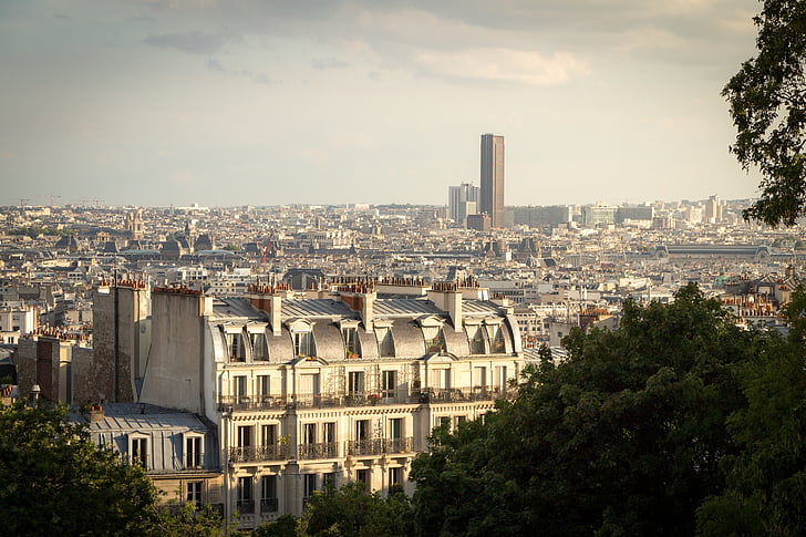 Montparnasse, věž, Paříž, Francie, město, budovy, Metropolitní
