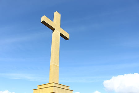 cross, statue, giant, outdoor, religious, sky, monument