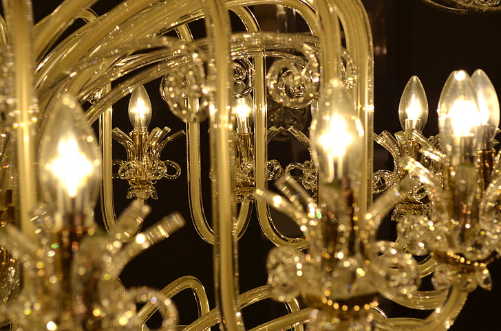 chandelier, light, crystal, light bulb, glass