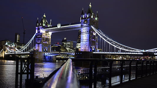 Anglija, London, naktī, River thames, slavena vieta, Thames river, Tower bridge