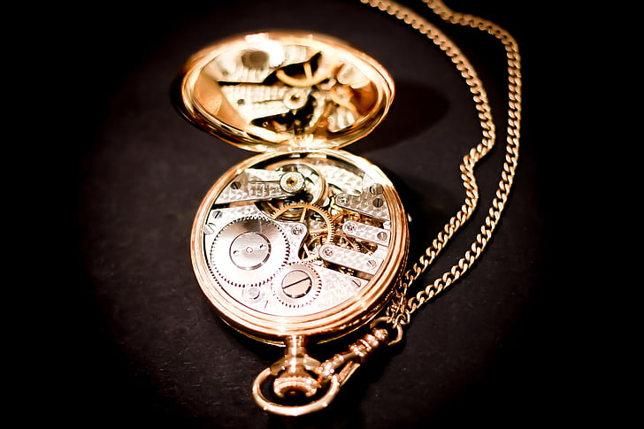 accessori, rellotge analògic, Cadena, rellotge de butxaca, nou rellotge, veure, color d'or