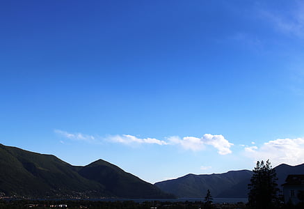 panoràmica, Llac, Lago maggiore, muntanyes, núvols, cel, Locarno