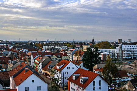 rastatt, hdr, city, over the rooftops, road, building, germany