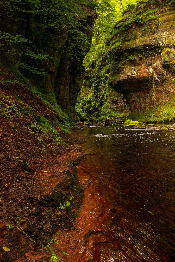 scotland, canyon, red water, the red river, green, nature, peace