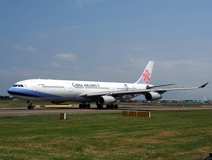 Kina flyselskaber, Airbus a340, fly, flyvemaskine, taxiing, lufthavn, transport