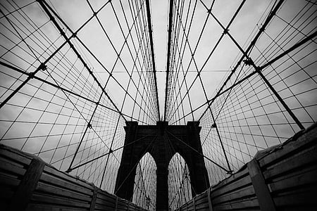 architektoniczne, Widok, Brooklyn, Most, Nowy, York, Architektura