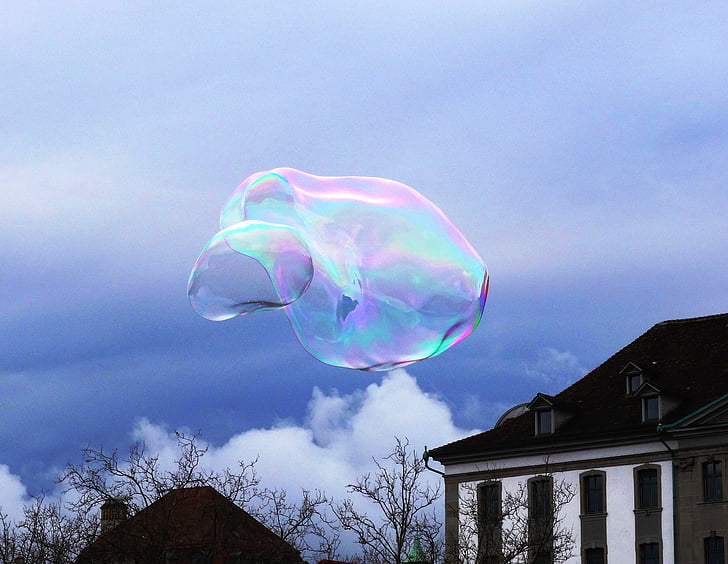 zeepbel, hemel, wolk, gewichtloos, klap, float, luchtige