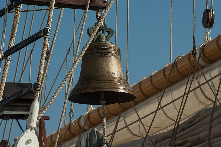 vaixell, veler, campana, cordes, vela