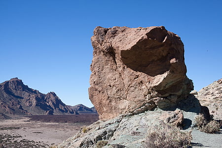 Rock, forgrunnen, Les cañadas, kaldera, Teide, månen, krateret