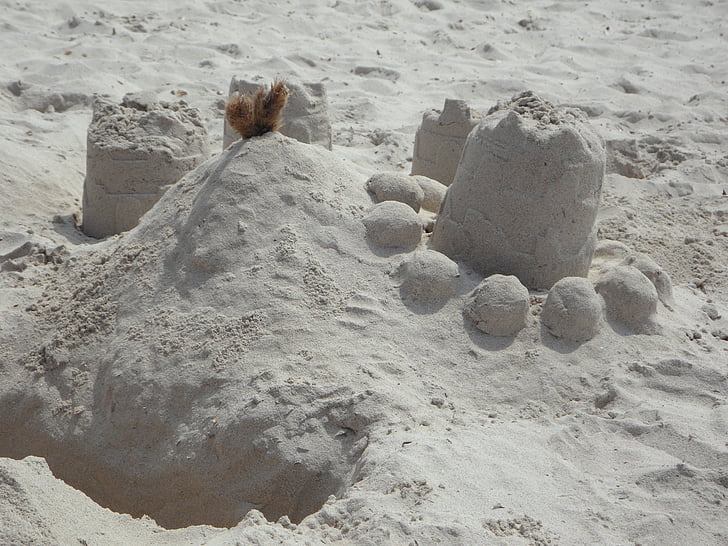 sandburg, smėlio, prie jūros, paplūdimys, atostogų, žaisti, Santalas