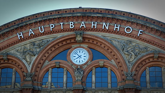 railway station, clock, window, station clock, travel, architecture, forecourt