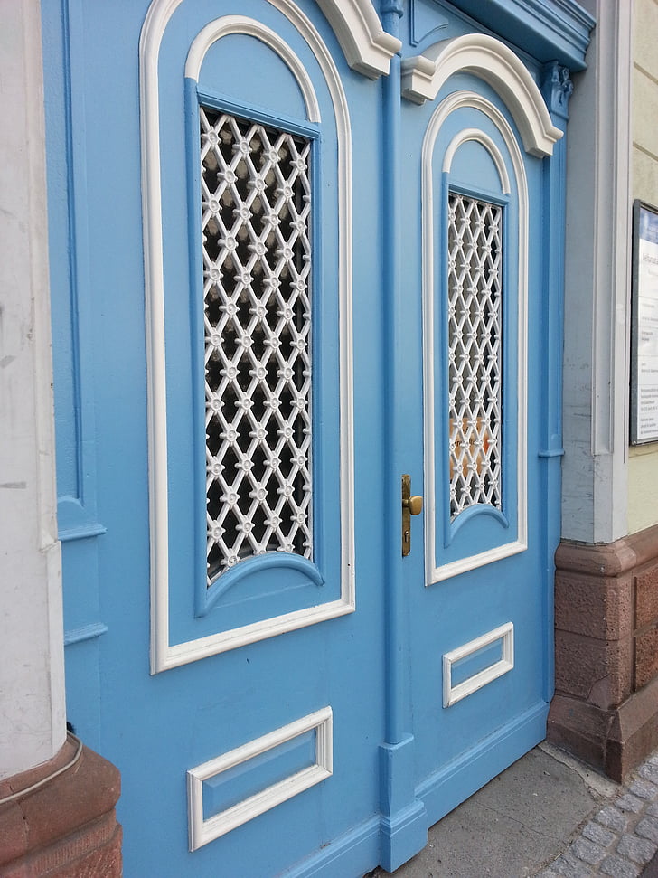вратата, гол, вход, светло синьо, стар, порта, архитектура