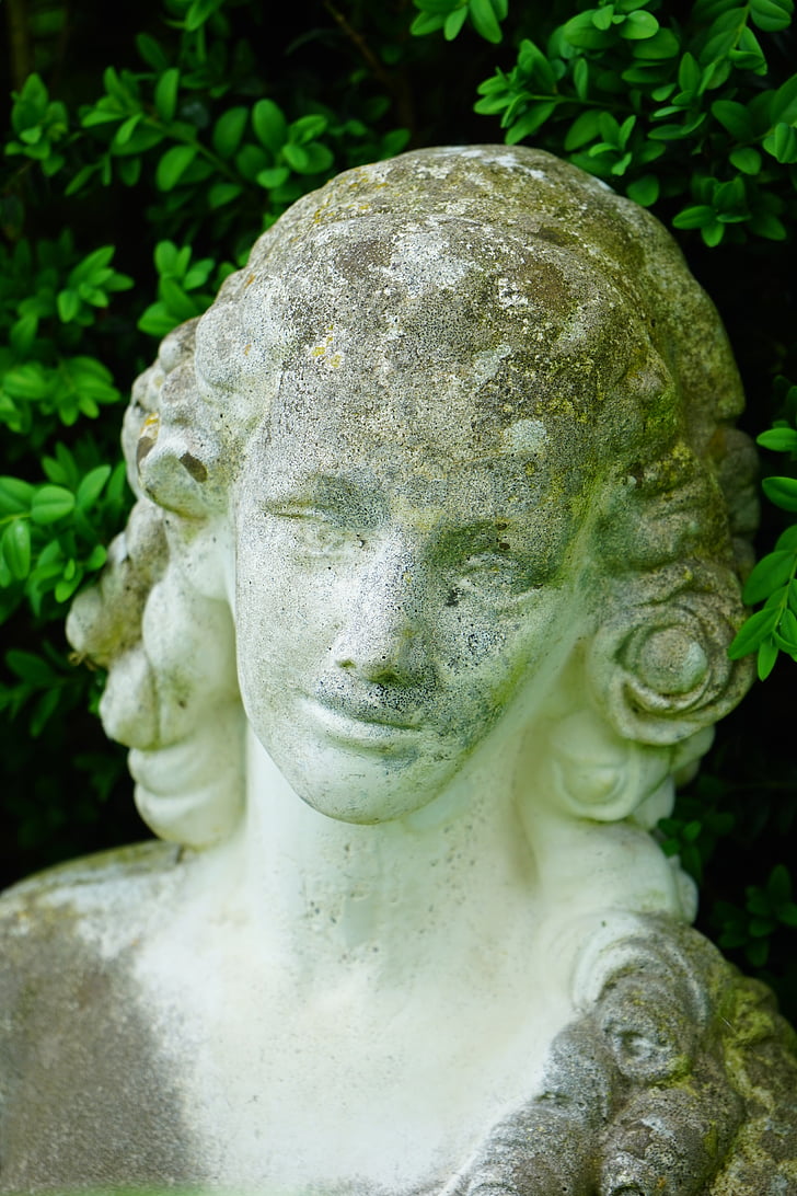statuen, figur, kvinne, skulptur, ansikt, hodet, stein figur