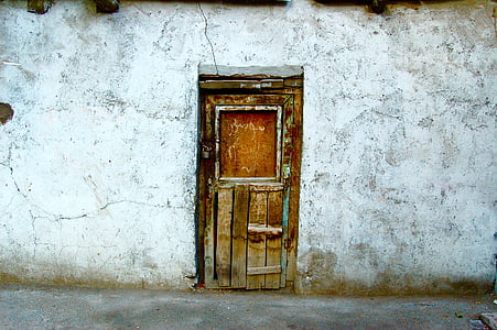 ajtó, régi, rusztikus, fal, fa, építészet, beépített szerkezet