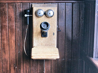 régi fal forgattyús telefon, telefon, antik, Alberta, Kanada, retro, kommunikálni