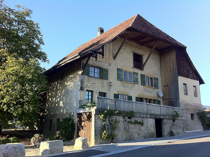 rumah pertanian, Homestead, Swiss, himmelriich, rumah, fasad, bersejarah