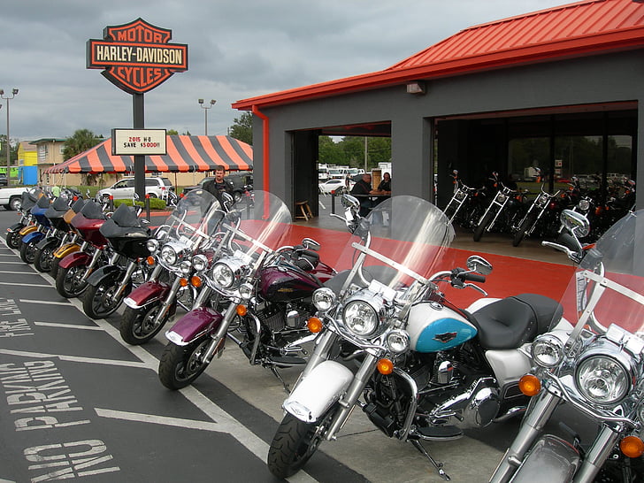 Harley-davidson, motorosbolt, Shop, motorer, en masse af motor, orange
