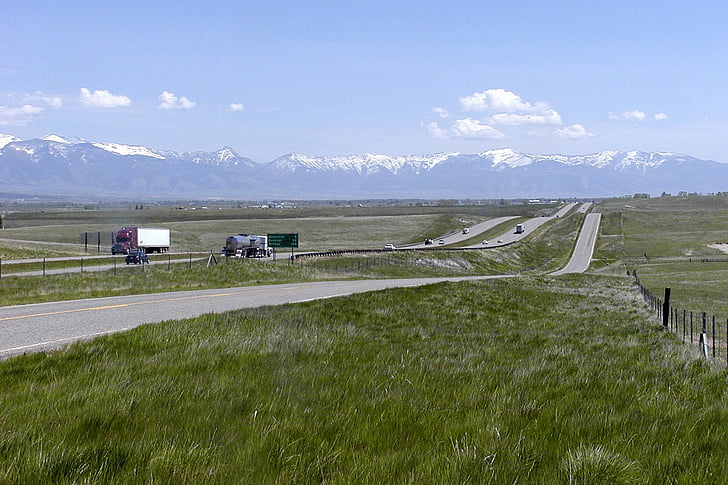 Montana, autoroute, paysage, sans fin, vue, paysage, nature