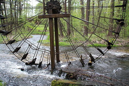 Mill, amp frakt, pariserhjul, vindmølle, vann, møllehjul, hjul