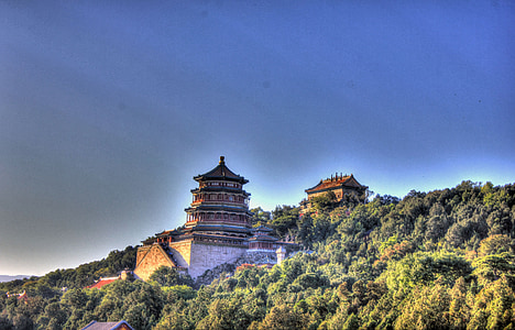 Templo de, árvores, colina, montanha, Torre, pagode, Santo