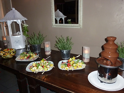 шоколадний фонтан, весілля, фрукти бари, їсти, смачні, Ресторан, партія їжі