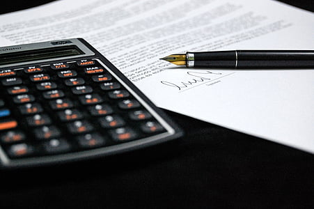 black, ballpoint, pen, calculator, business, paper, Legal contract