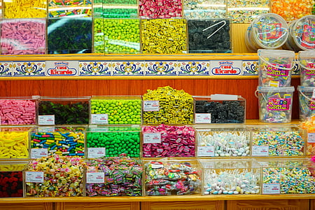 konditerijos gaminiai, pardavimas, saldainiai, diapazonas, saldainių asortimentas, lentyna, rankų darbo saldainių