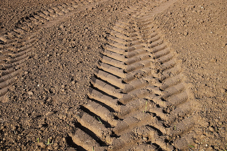 trace, tractor track, agriculture, gauge, earth, field, arable