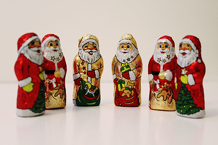 santa clauses, chocolate, nicholas, christmas, santa claus, decoration, chocolate santa claus