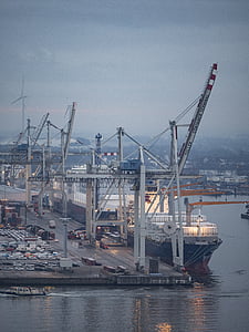 Port, Hamburg, kontainer, Pelabuhan Hamburg, kota Hanseatic, air, Pelabuhan Hamburg