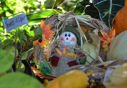 Espantapájaros, muñeca, caída, otoño, cosecha, Octubre, sombrero