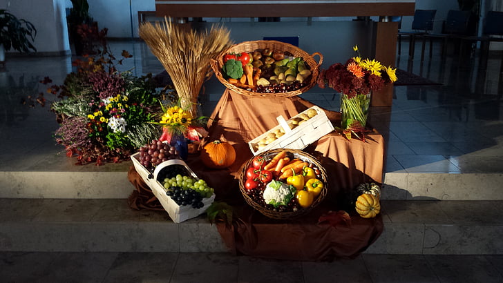 Thanksgiving, musim gugur, Makanan, bunga, dekorasi