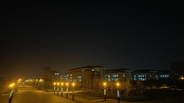 nit, Universitat del sud-est, moderna, llum, vista nocturna, el cel de nit, cel