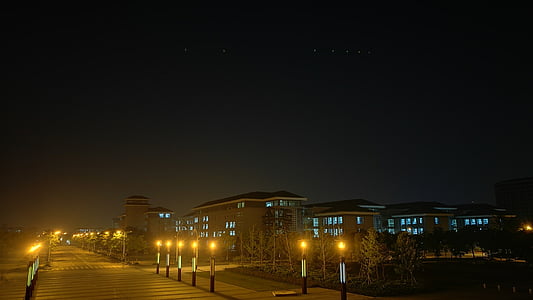 noc, południowo-wschodniej Uniwersytet, nowoczesne, światło, wgląd nocy, na nocnym niebie, niebo