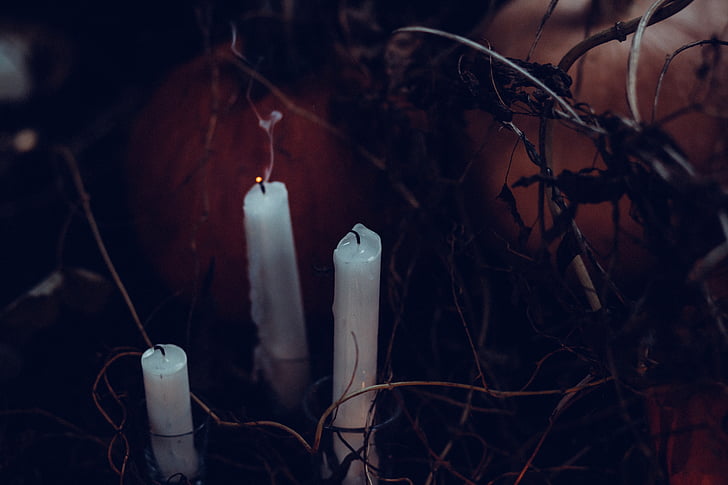 art, blur, branches, candle, candlelight, dark, flame