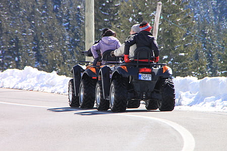 ATV, frio, fora da estrada, estrada, neve, terreno, veículo