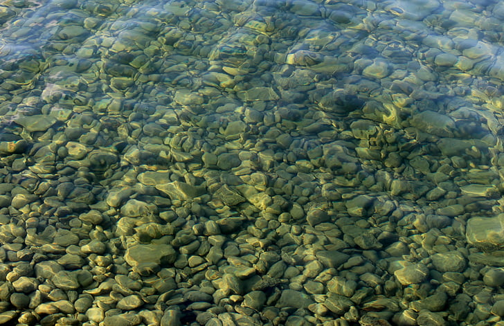 lake, pebbles, pebble, water, bank, stones, mirroring