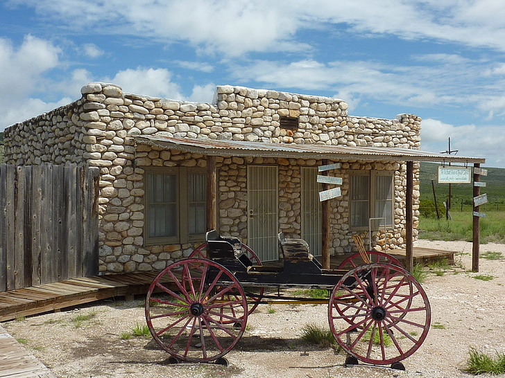 carlsbad, whites city, coach, old stagecoach, stone wall, stone house, oldtimer