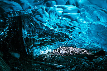 roques, blau, l'aigua, natura, líquid, gel, congelat
