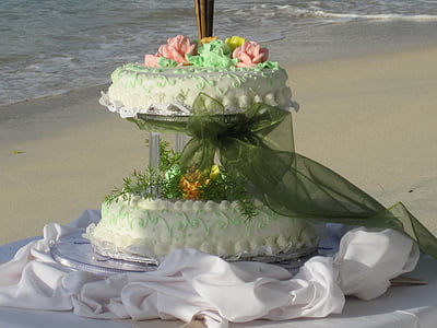 stranden, tårta, äktenskap, Grenada, Grand anse
