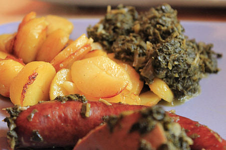 Kale, mezeluri, cartofi, mânca, felul principal, substanţiale, Curtea