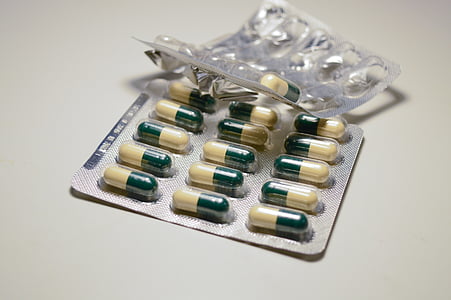 tabletter, piller, vitaminer, antibiotikum, medicin, behandling, blister