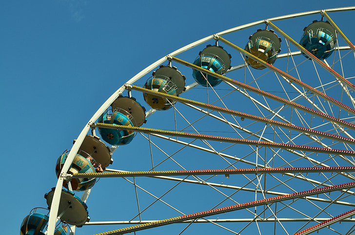 Ferris wheel, gada tirgus, godīgu, braukt, Folk festivāls, karuselis, debesis