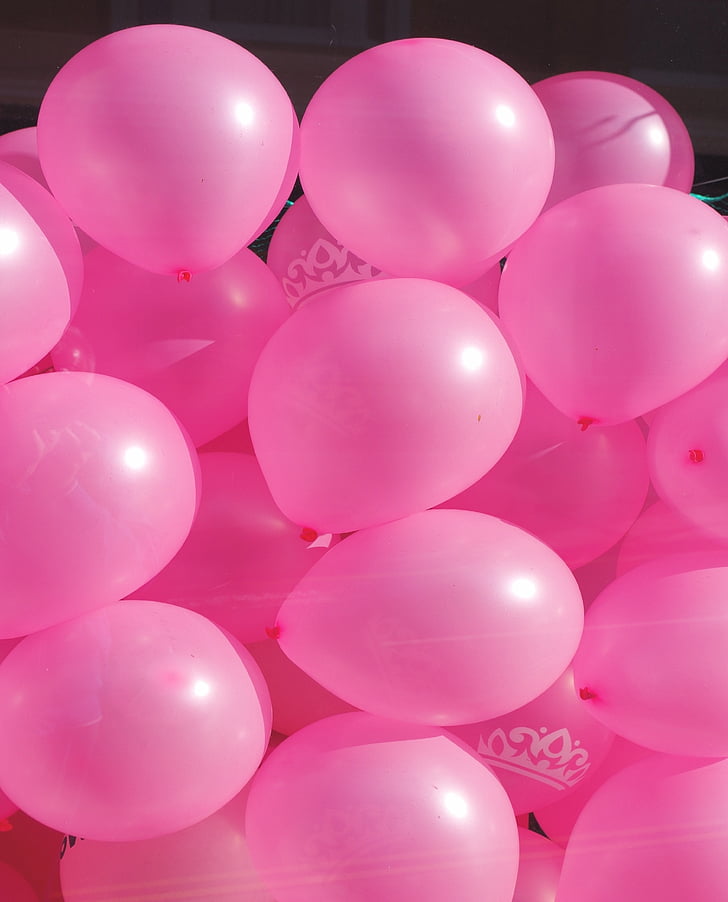 balloons, pink, inflated, celebration, birthday, party, decoration