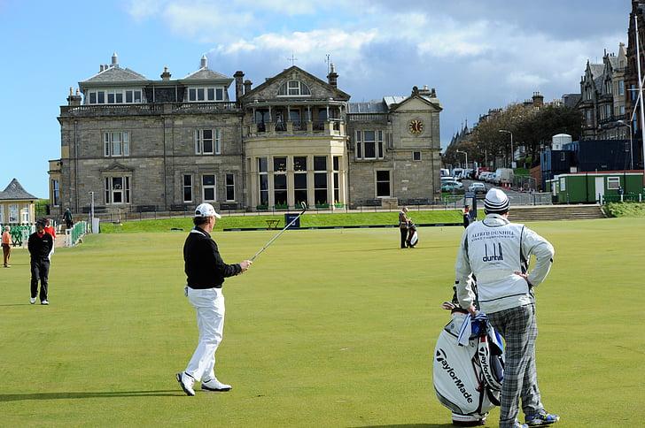 jogo de golfe, Golf, jogador de golfe, St. andrews, Escócia, sede social do clube, Clube de golfe