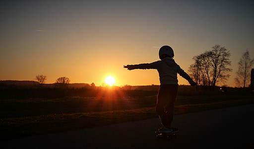 board de skate, Patinage, coucher de soleil, sport, jeunesse