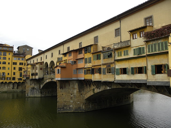 Italien, Firenze, gamle bro, floden, huse, Europa