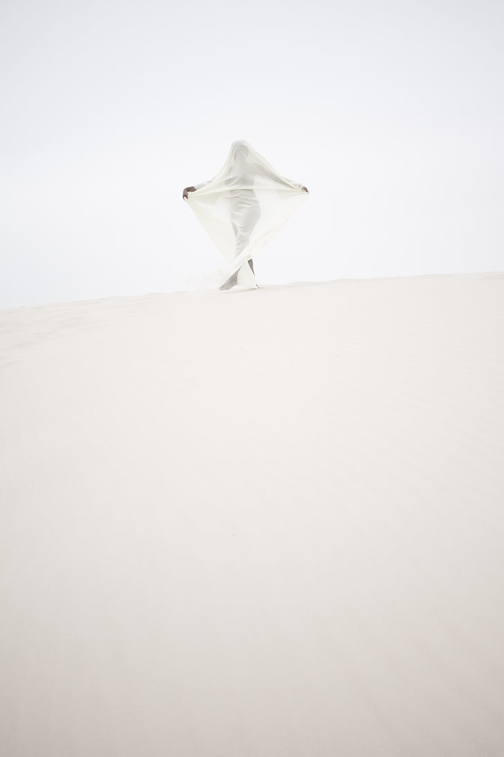 mystiske, stående, sand, Dune, ensomhet, tegn, kvinne