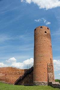 Castelo, Torre, céu, arquitetura, Europeu, Polônia, Czersk