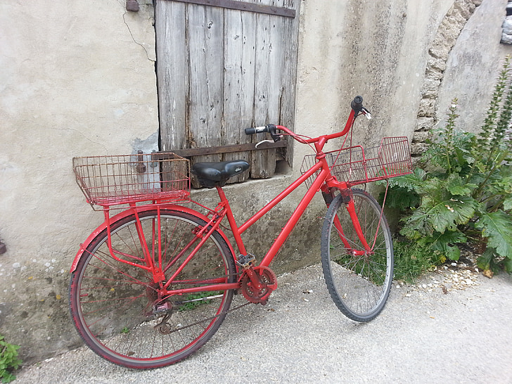 bicicleta, vermelho, andar de bicicleta